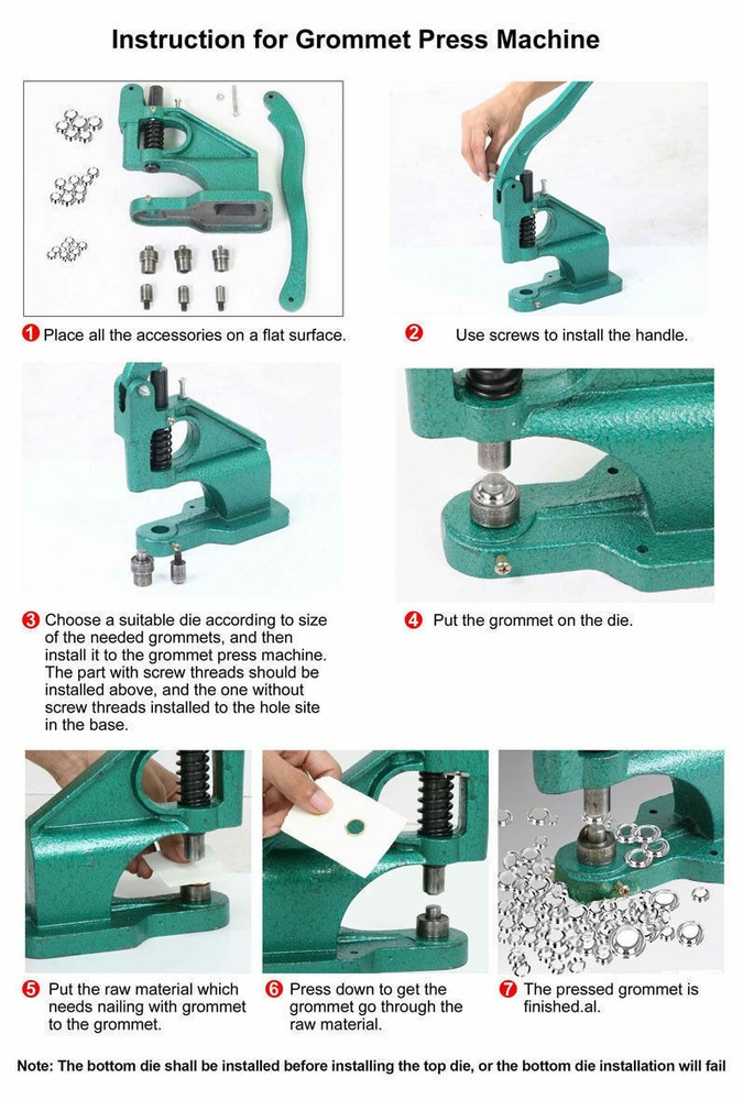 INTBUYING Grommet Machine Hand Press Machine Silver Eyelet Hand Press