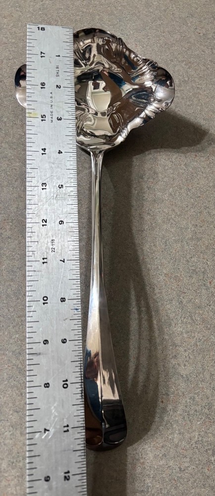 Sheffield England Silver Plated Double Spout Ladle Soup Punch Server 11.5"
