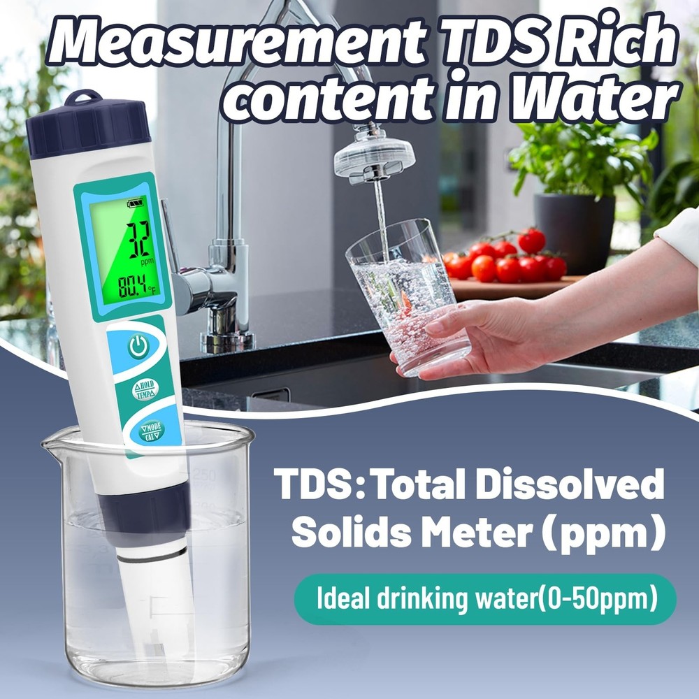 Hydrogen Water Tester pH Meter for Drinking Water Multi-Functional pH H2 ORP ...
