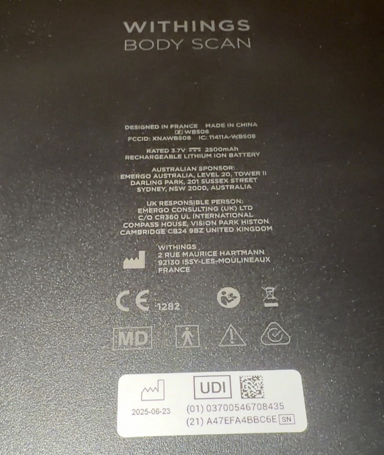 Withings Body Scan Ultimate Health Checkup Take Control Body/Health BLACK Works