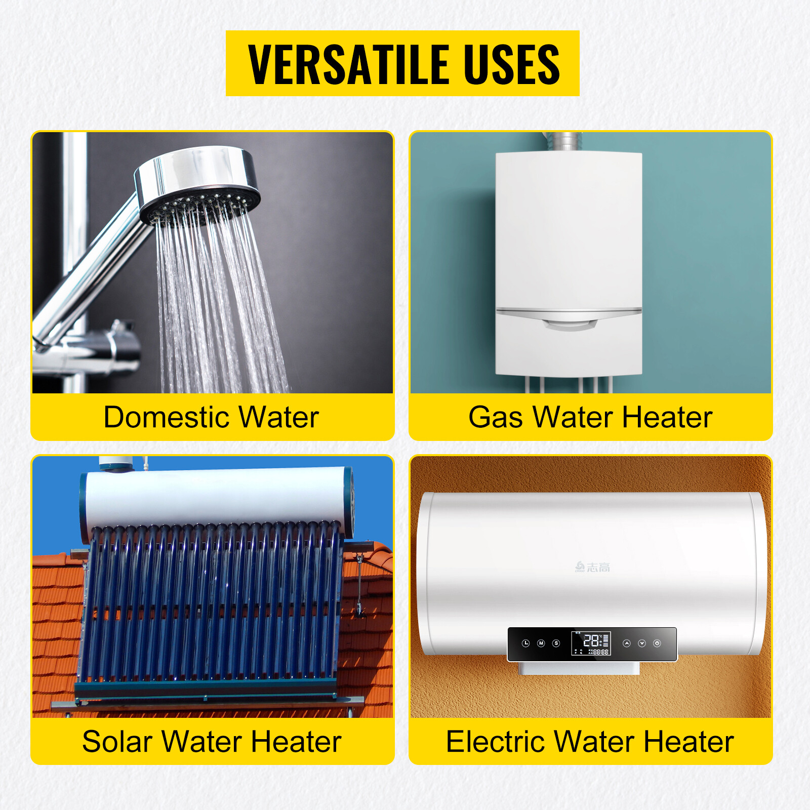 VEVOR Hot Water Circulation Pump 3-Speed Domestic Pump 93W Stainless Steel