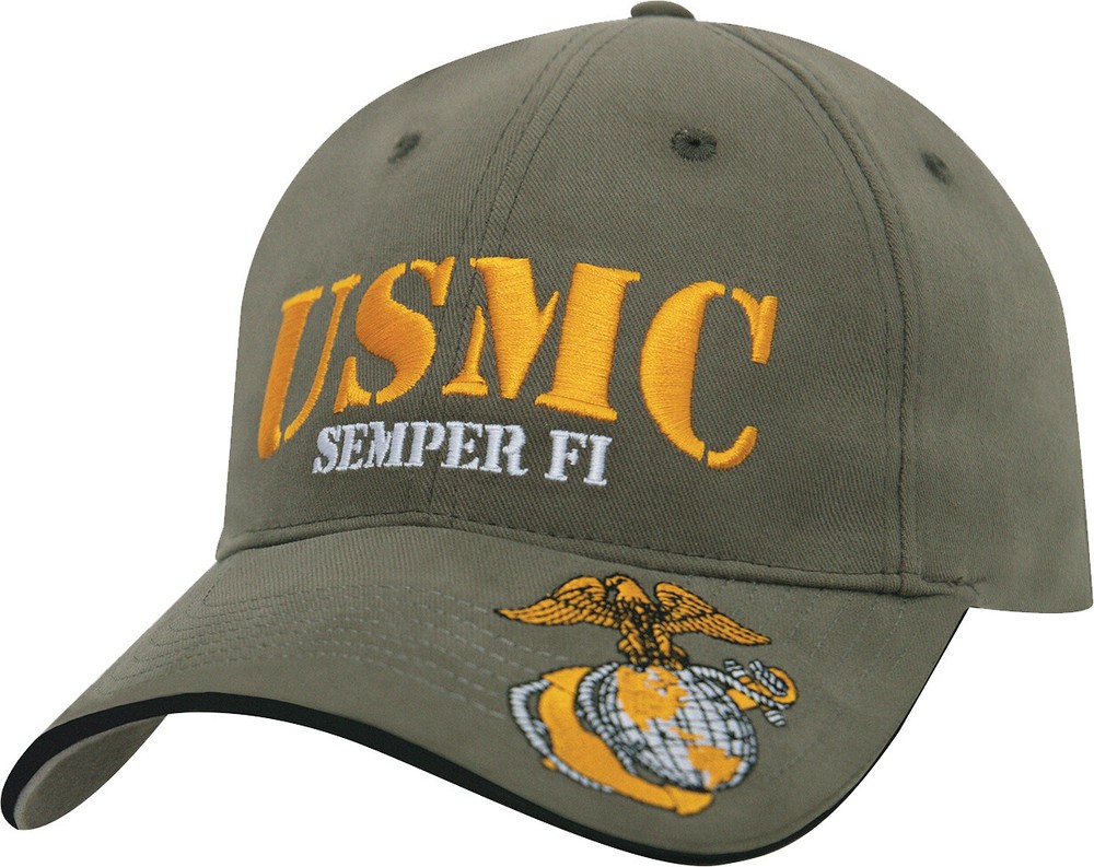 USMC Semper Fi Embroidered Low Profile Adjustable Cap Globe & Anchor Logo Hat