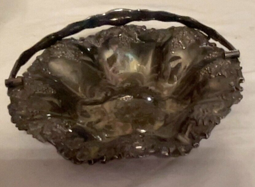 Medium Size Antique Silver Plate Basket Bowl. Grape Pattern. #514-01-6958