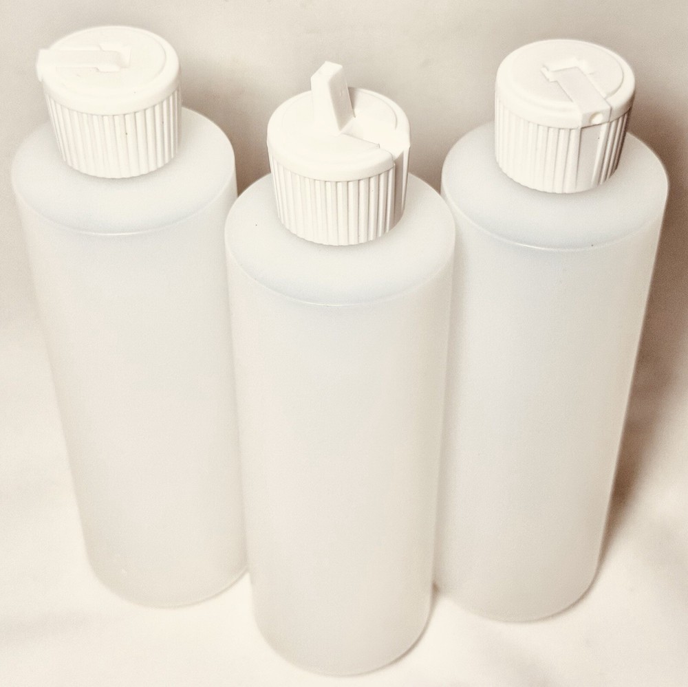 Empty 8oz Plain Plastic Squeeze Bottles With Flip Top Caps~3 Pack