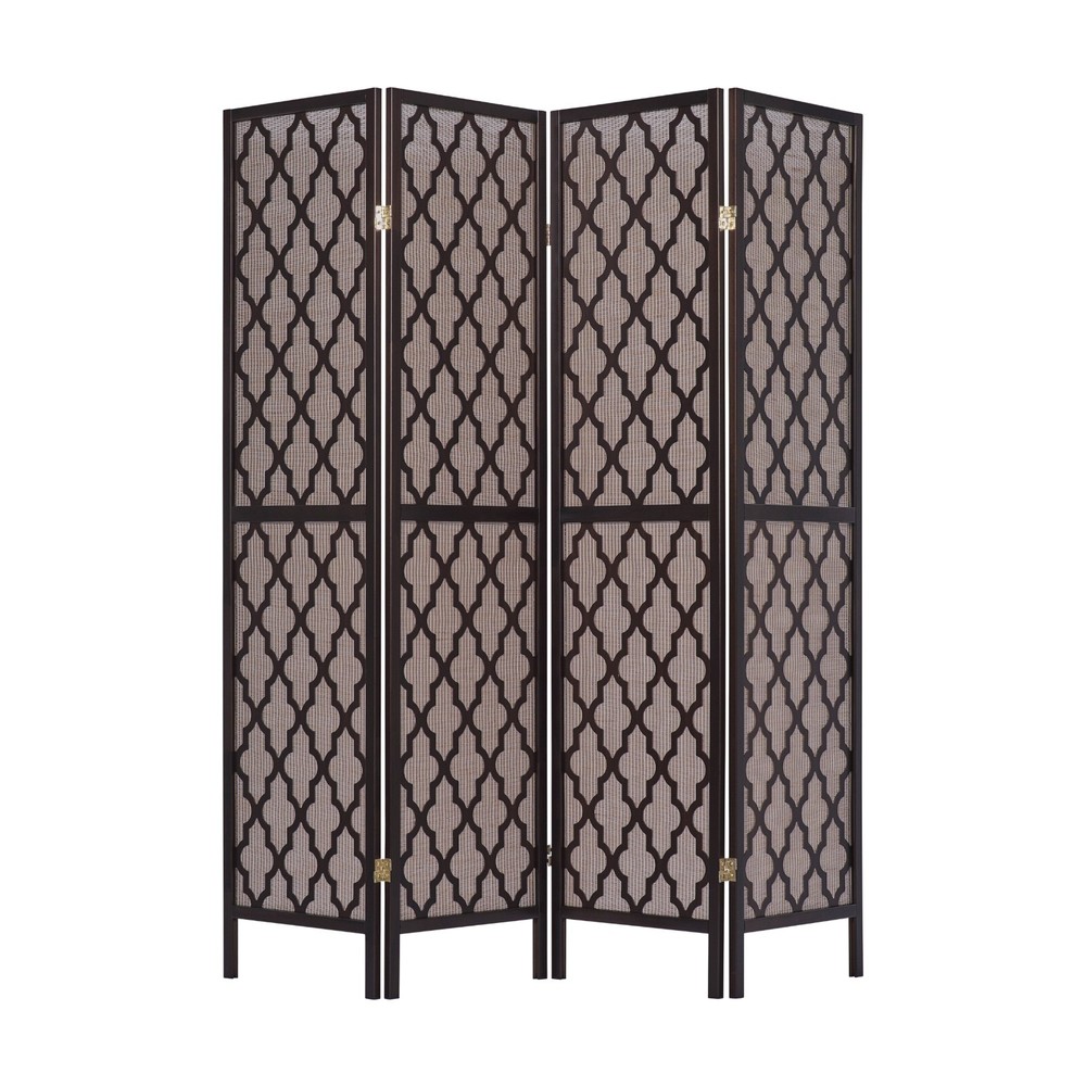 3 or 4 Panels Room Divider Rattan Cane Webbing Insert with Decorative Cutouts