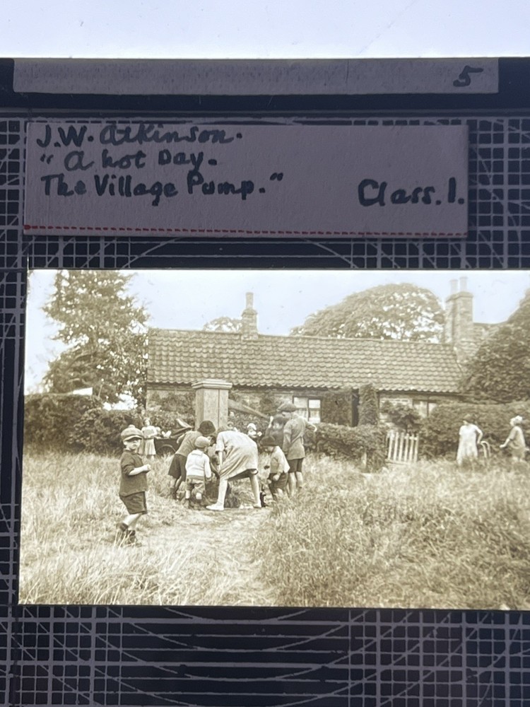 Magic Lantern Slide water pump village
