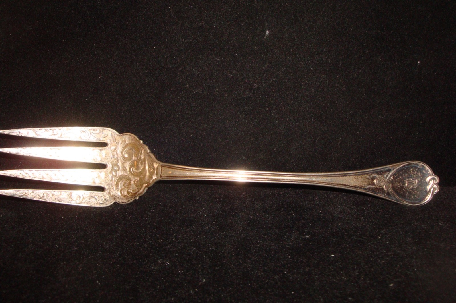 Antique Ball Black & Co coin silver meat fork Mono "B"on handle 10" 118g etched