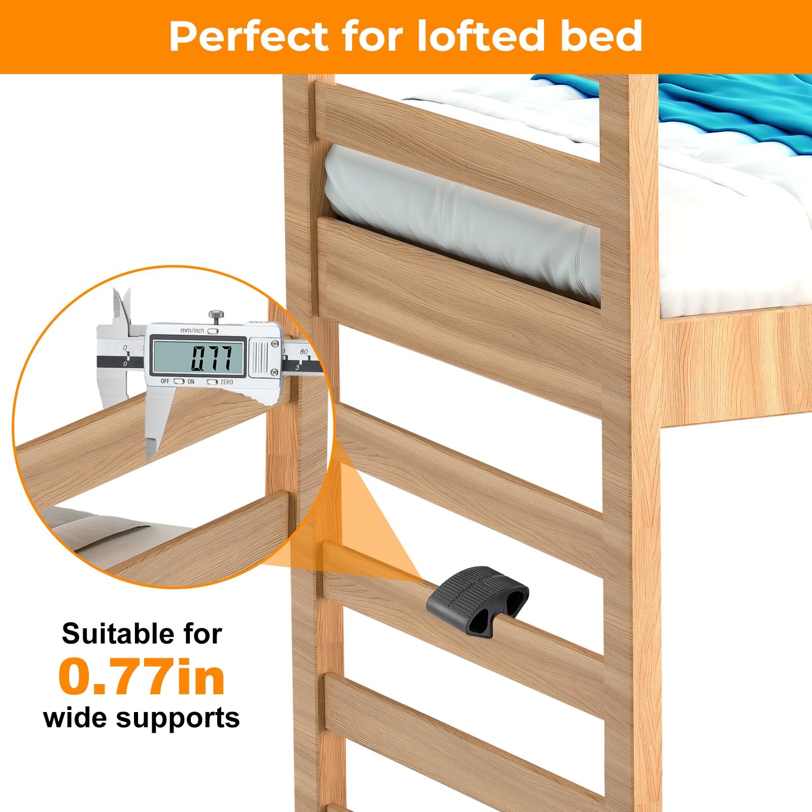 BeiJiGuang 2 Pack Rubber Bunk Bed Ladder Pads, Anti-Slip Foot Support Black