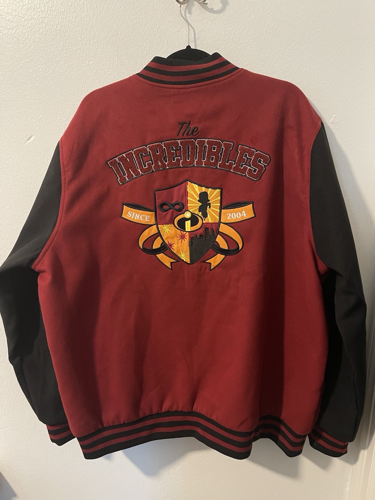 Disney Pixar The Incredibles Dash Parr Logo Varsity Jacket Large NWT