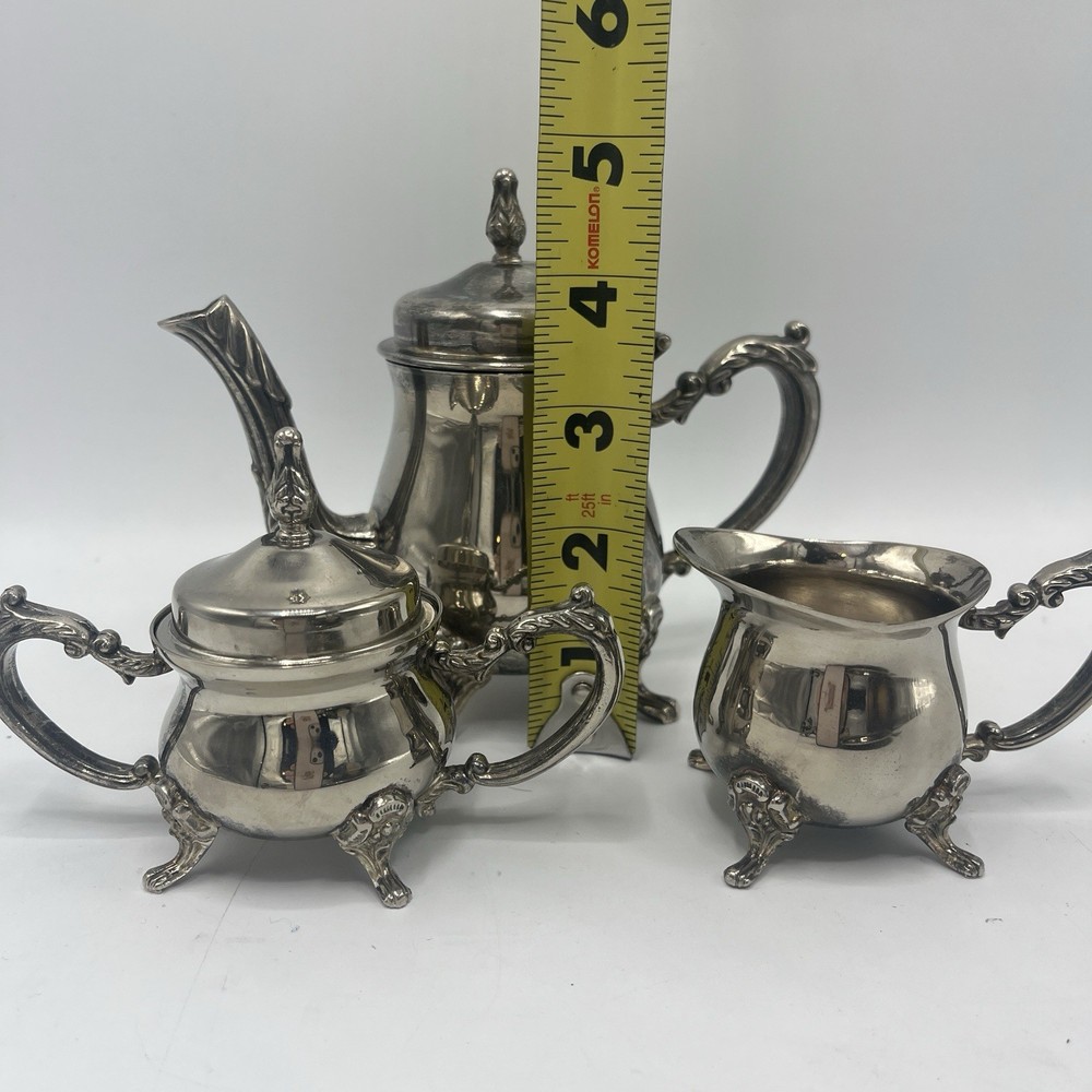 Vintage Unsigned Silver-Plated Mini Tea Set w/ Tray