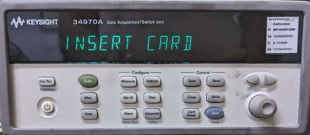 Agilent 34970A Data Acquisition Switch Unit W/ 34902A 16 Channel Multiplexer.