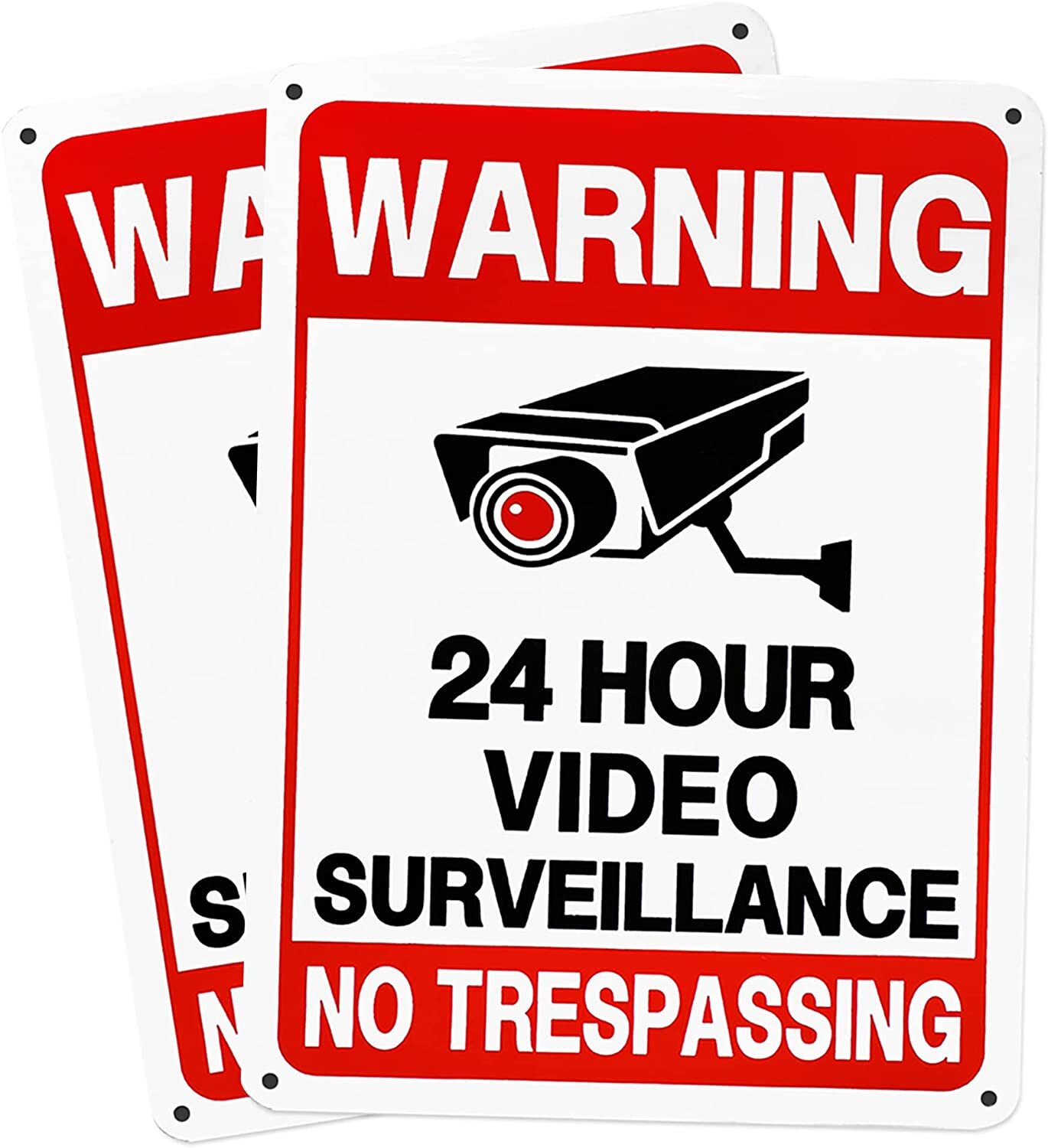 2Pk No Trespassing/24 Hr Video Surveillance/ Warning Sign Aluminum UV Protected