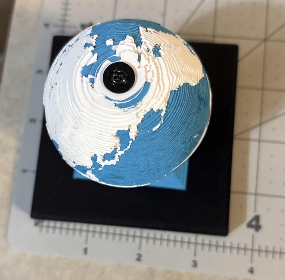 Mini 3D Printed Globe in Clear Acrylic Case – Blue & White Paper Will Earth Box