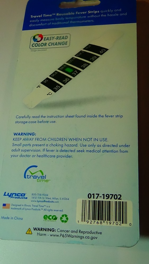 Travel Time Reusable Forehead Thermometer Strips NIB, 10 Pack