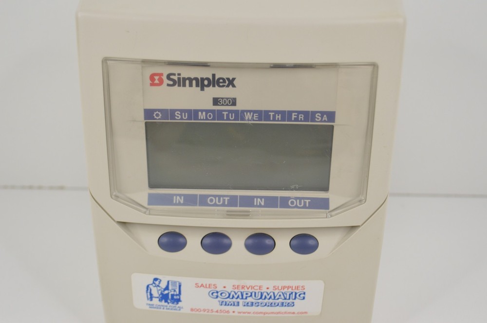 Simplex 300 Employee Time Recording Machine Clock POWERS ON