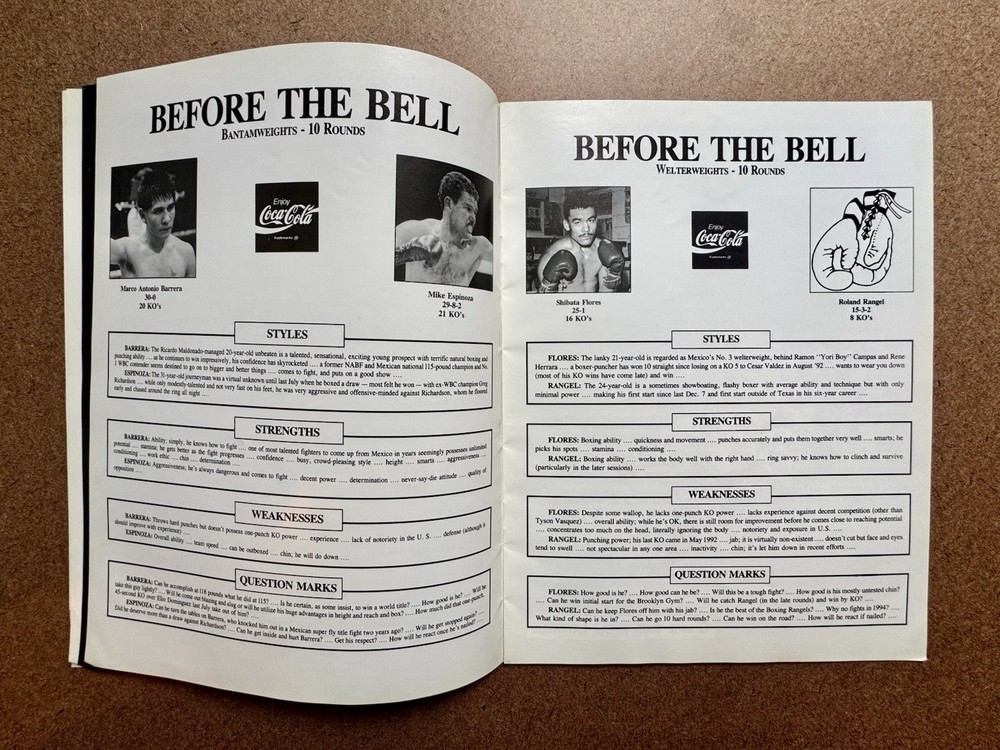 Boxing Program Marco Antonio Barrera (1994)