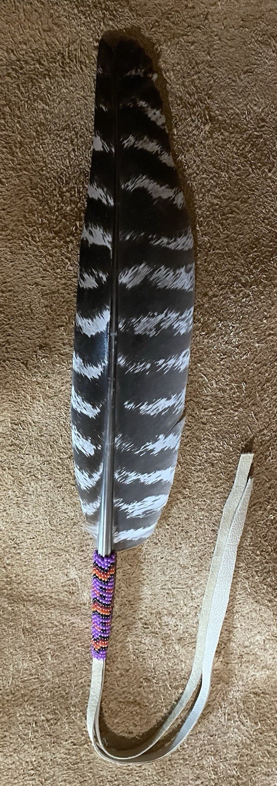 Native American Lakota Sioux Beaded Feather.