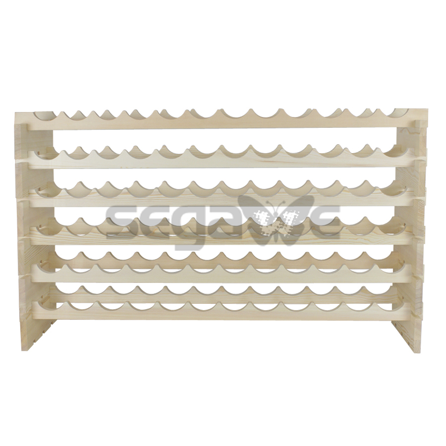 72 Bottles Wine Rack Stackable Storage 6 Tier Solid Wood Shelves Heavy Duty