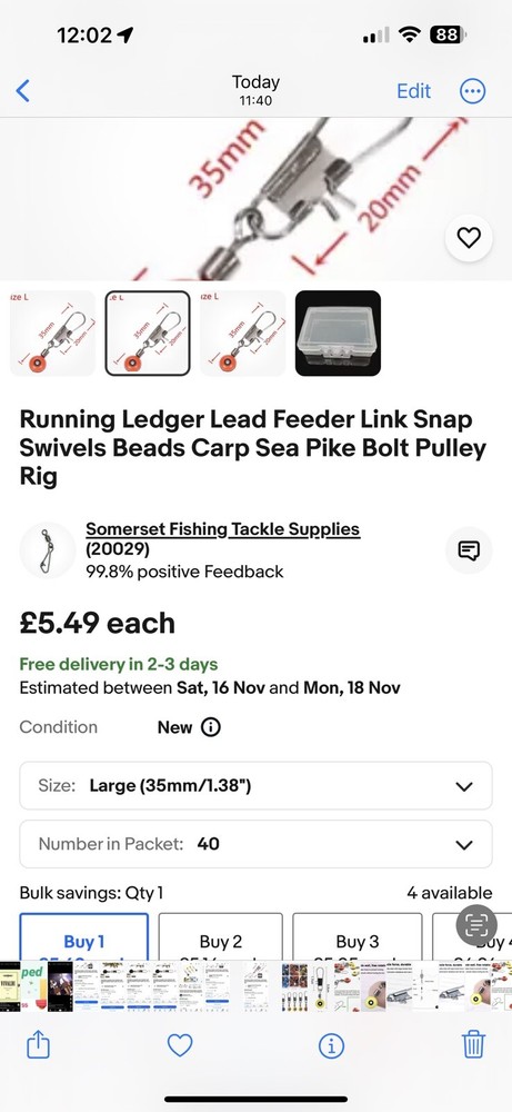 RUNNING LEDGER SLIDER BEADS FLOAT LINK Plus 30 X Free Line Stops
