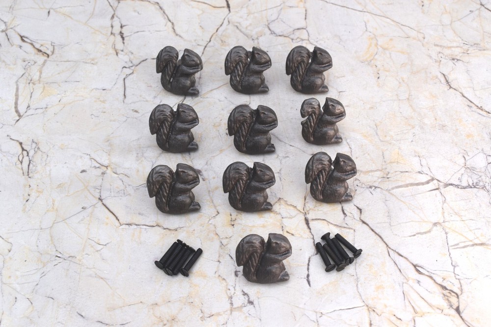 Squirrel Shape Vintage cast iron cabinet drawer door Gate knobs handles pull 10p