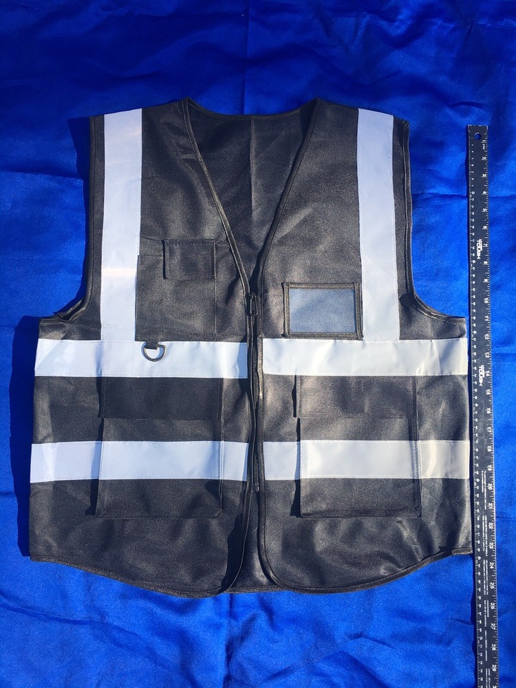 2pcs Safety Black Reflective Zip Vest