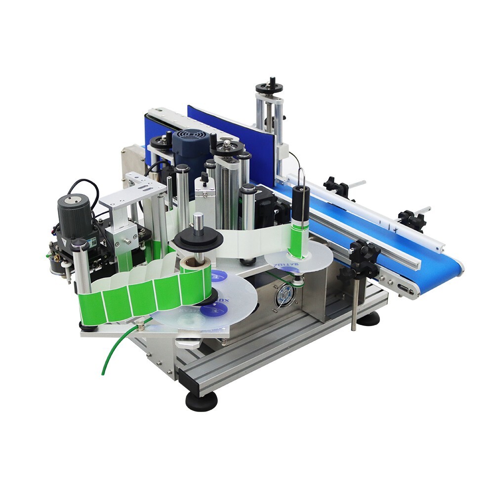 Auto Round Bottle Labeling Machine W/ Printer&39.3"Bottle Accumulation Table110V