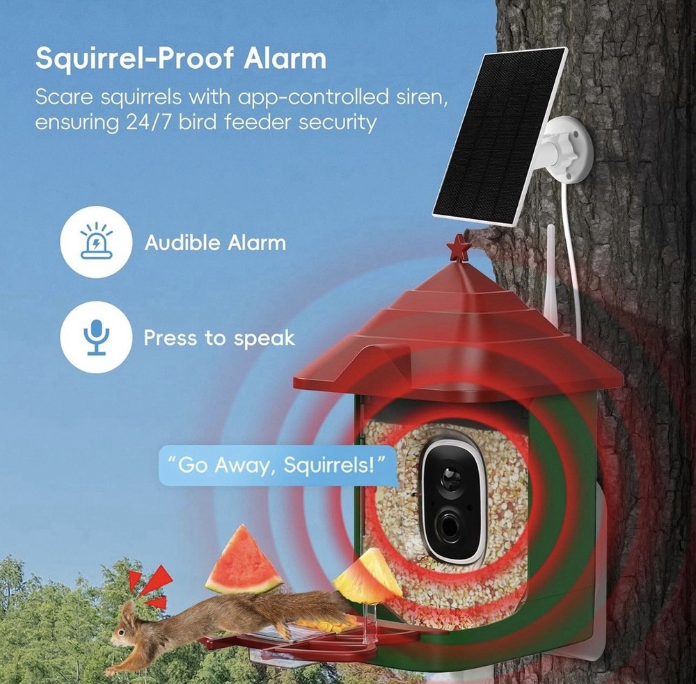 Smart Bird Feeder with Camera, Solar Panel & 5200mAh Battery,