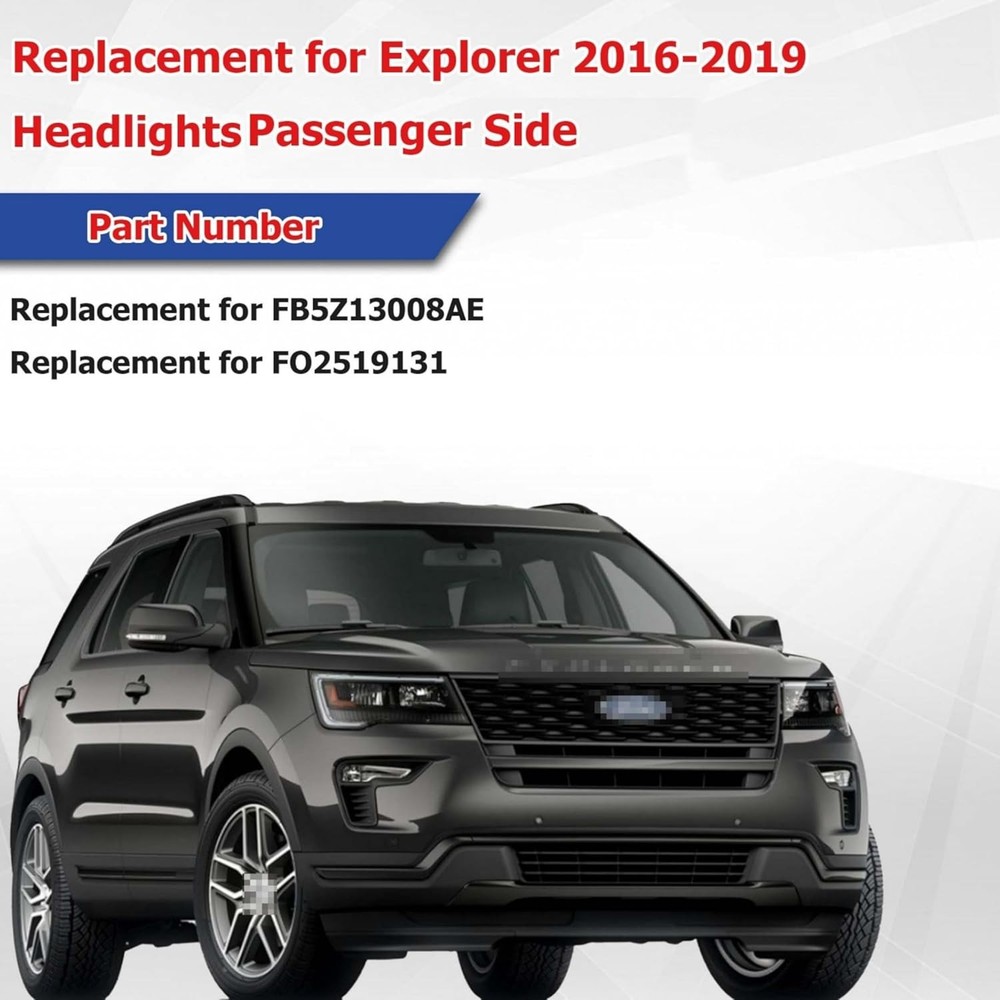 Passenger Side Headlights Assembly Halogen with DRL Replacement for Explorer
