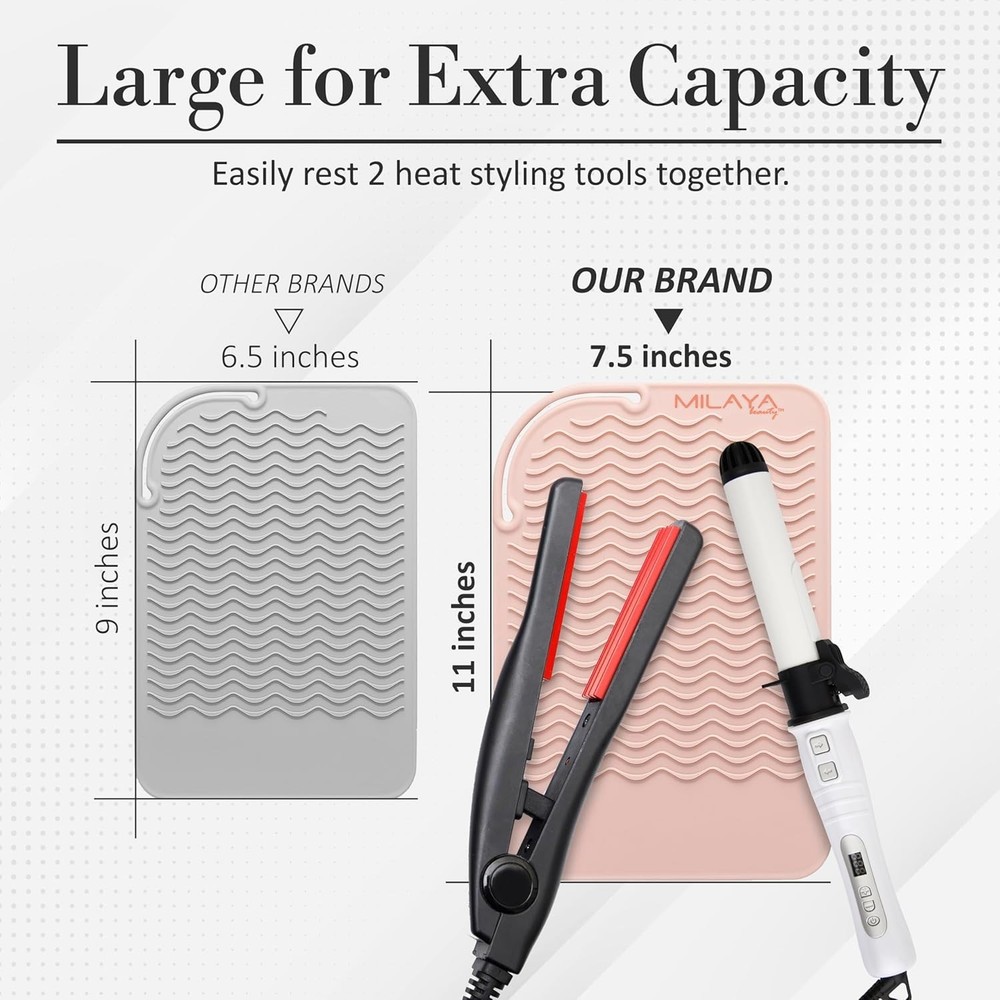 Heat Resistant Vanity Mat – Large Silicone Tool Protector in Rose Gold