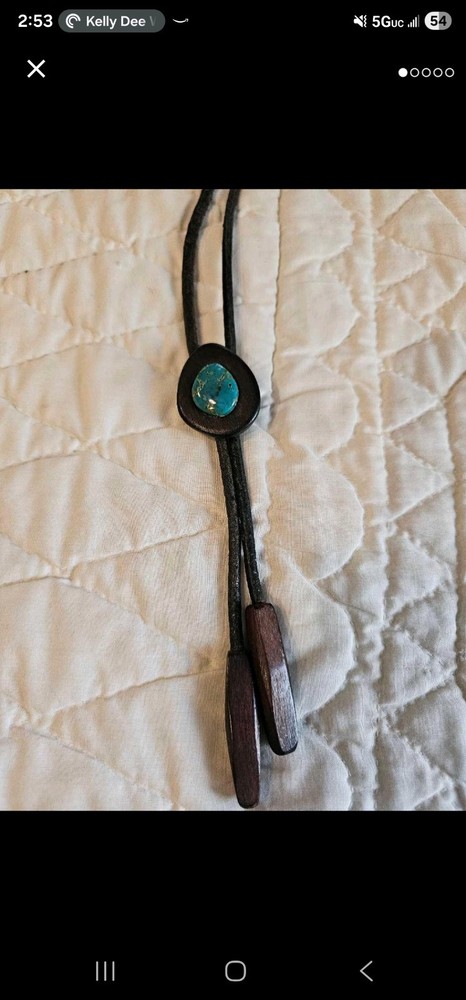 Vintage Leather And Turquoise Bolo