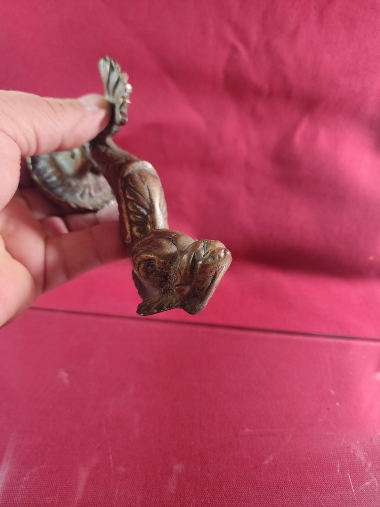 Antique Dolphin Solid Brass Door Knocker Architectural Salvage Griffin