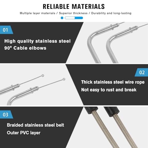 Motorcycle Throttle Idle Cable Braided Wire Kit Compatible with 43"/1.1M