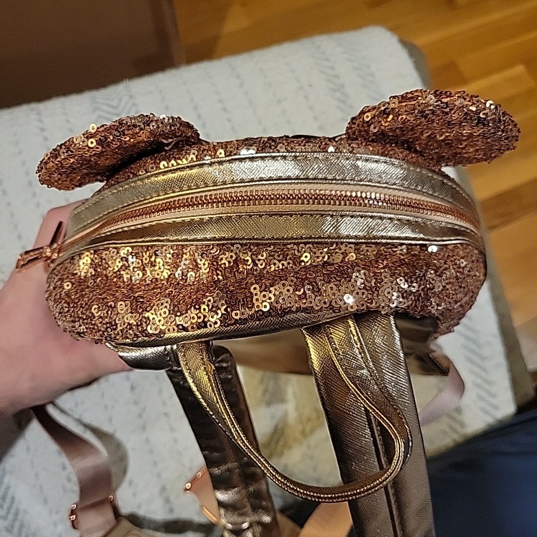 Disney Parks Minnie Mouse Sequin Mini Backpack Rose Gold Clean