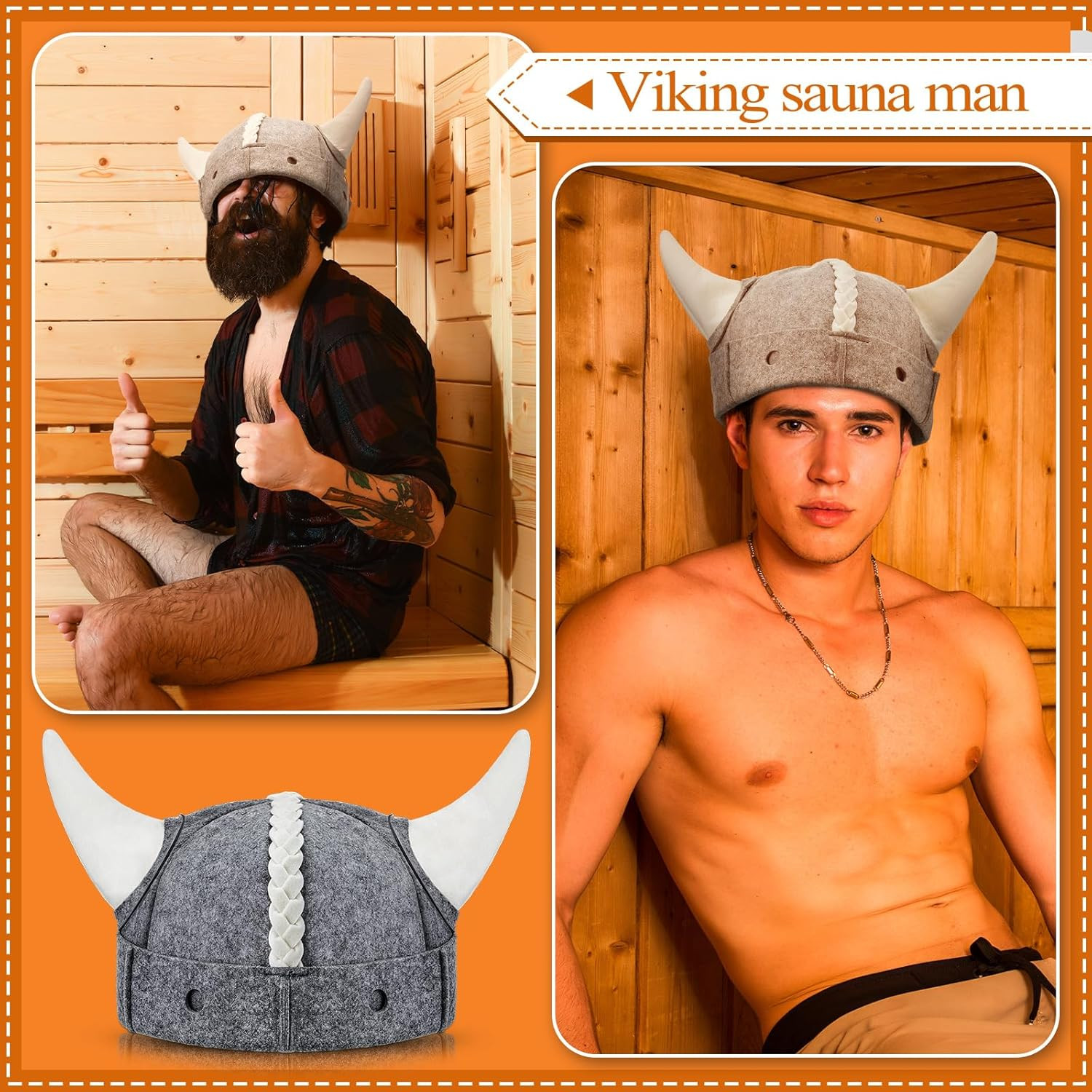 Jagely 2 Pcs Sauna Hat Viking Russian Banya Wool Sauna Cap for Women Men Finnish