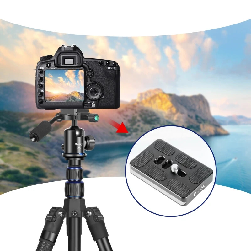 Manbily Pack Of 2 Tripod Head Quick Release Plates for Ball Head Tripod Adapter