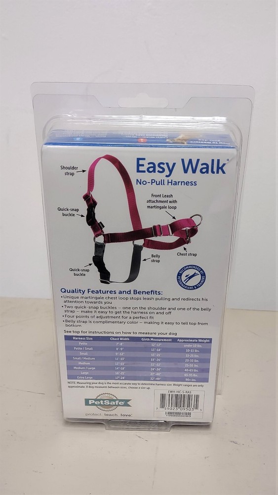 PetSafe Easy Walk No-Pull Harness Size Small Raspberry Pink & Gray NEW NIB