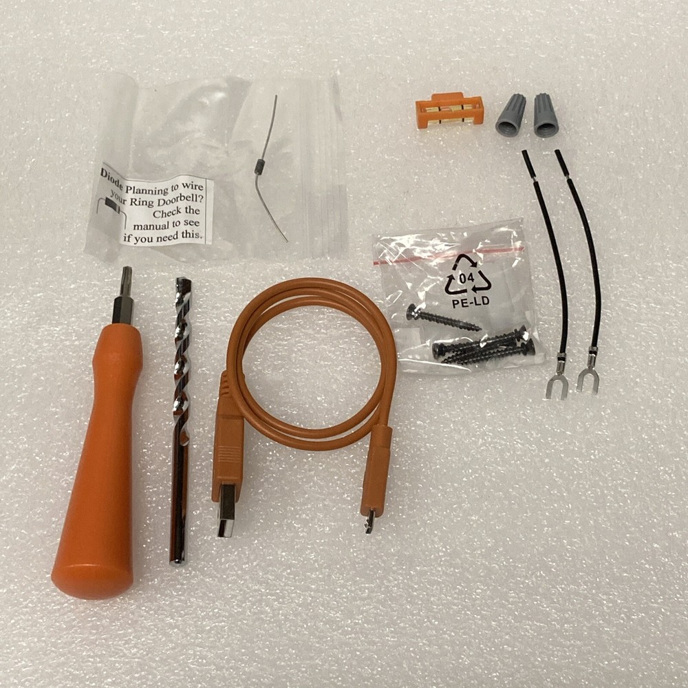 Ring Video Doorbell 2 Kit, (Torx Screwdriver, Charger Cable, Drill Bit, Diode)