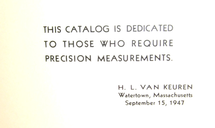 1948 Van Keuren Precise Measuring Tools Catalog & Handbook, No.34