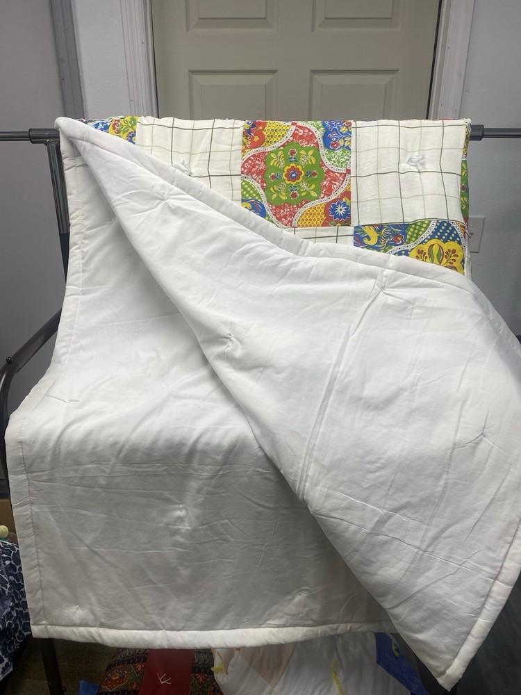 Handmade Patchwork Quilt Colorful White Multi Color