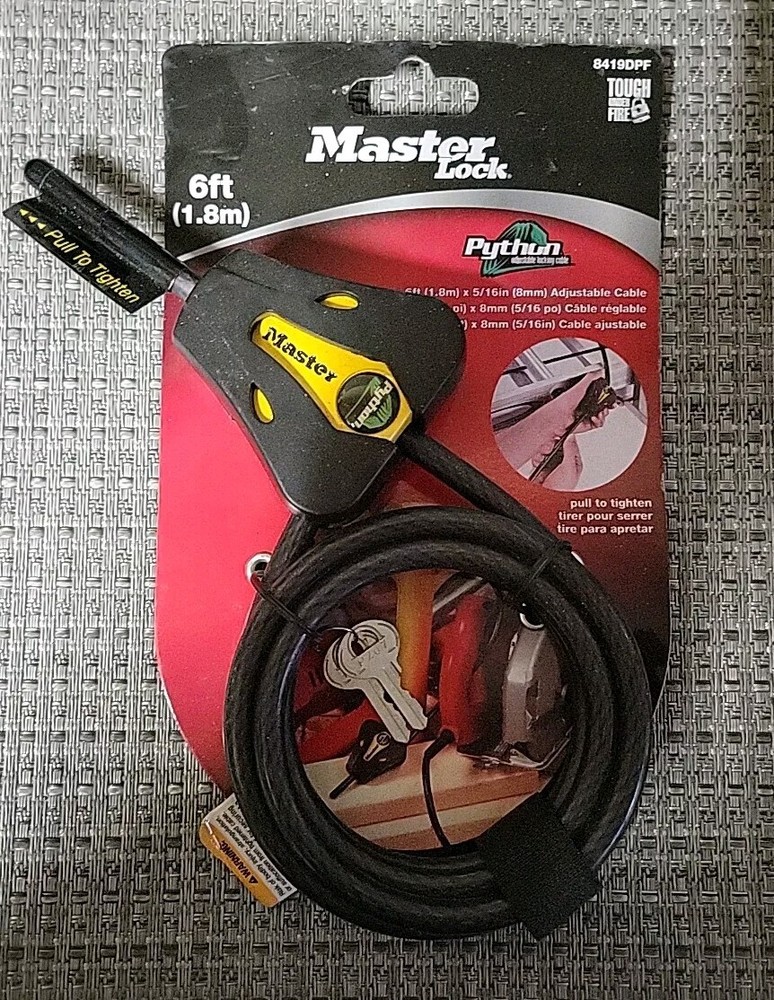 NEW Master Lock 6 Ft. Python Adjustable Locking Cable- Keys Included