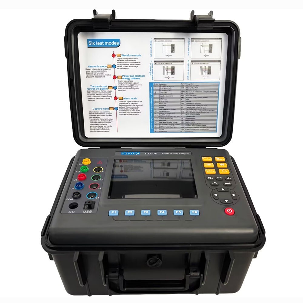 3 Phase Power Quality Analyzer with AC Current Clamp 0.10A~100A USB Interface