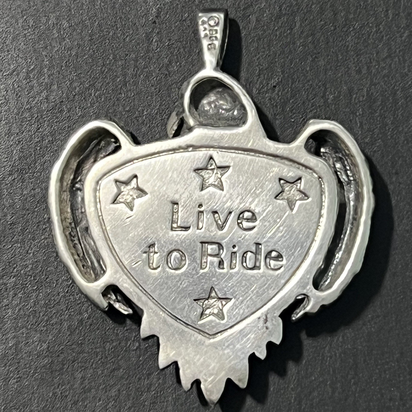 Bradford Exchange Sterling Silver Biker Live To Ride Pendant Black Onyx Eagle