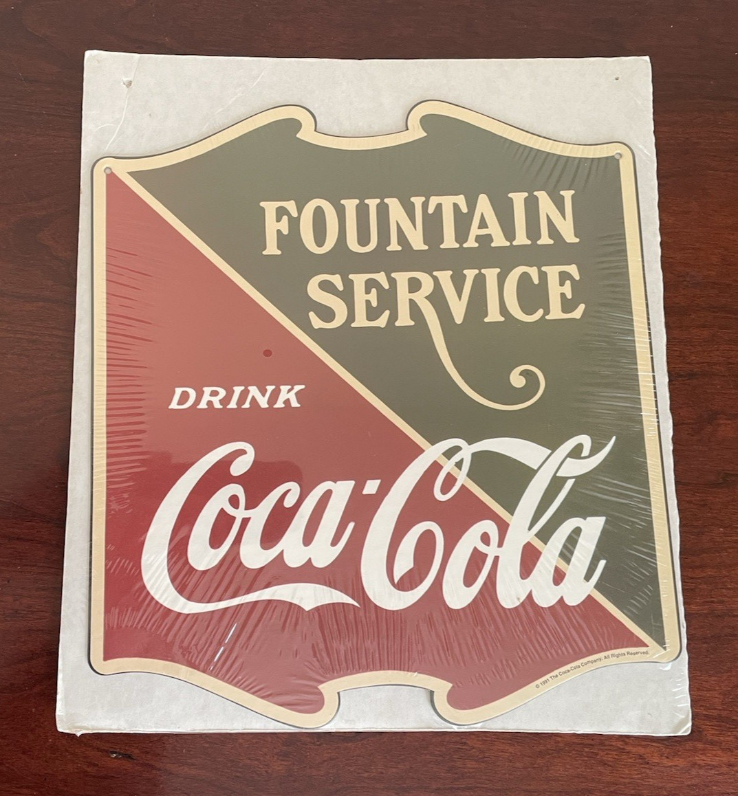 COCA COLA VINTAGE FOUNTAIN SERVICE CARDBOARD SIGN 1991 / SEALED 12" x 11"
