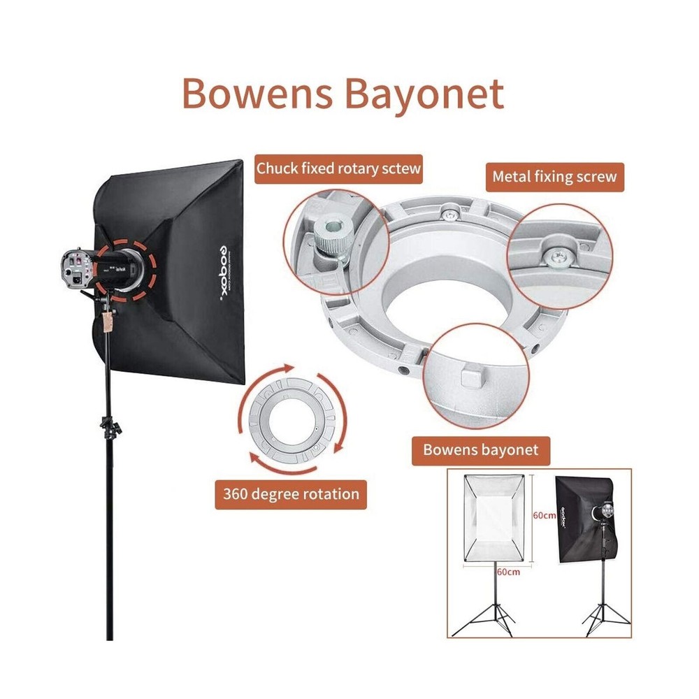 Godox 60x60cm Rectangular Softbox Bowens Mount for Studio Monolight Flash Por