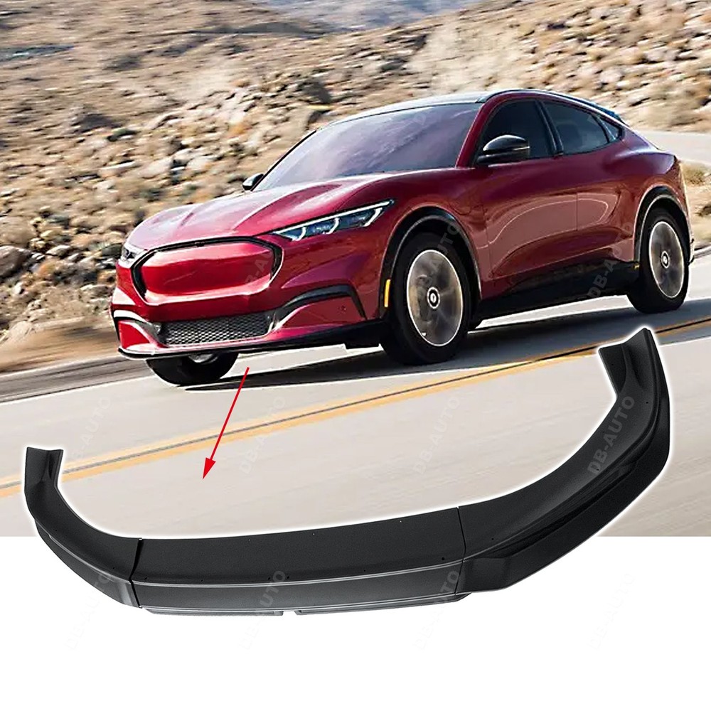 Four-Part Split Front Bumper Lip For Mustang Mach-E 2021 2022 (Matte Black)