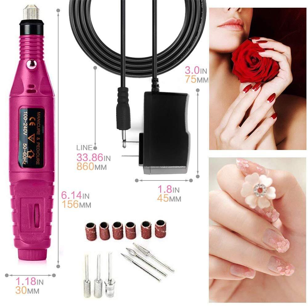 Electric Nail Drill File Acrylic Art File Manicure Pedicure Portable Machine Kit