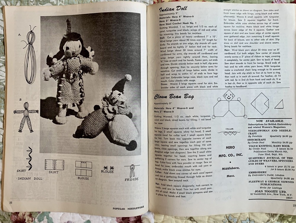 Vintage Needlework Magazine Sept 1967 Ephemera Projects Nostalgia Patterns