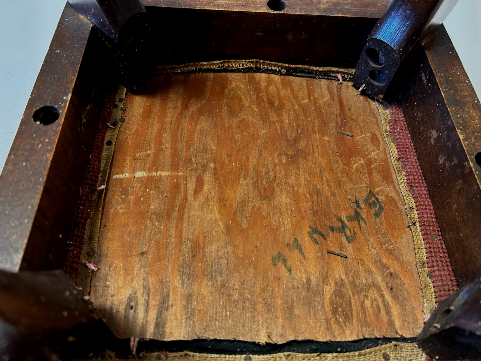 Vintage Footstool Floral Needlepoint Upholstery Victorian Coquette Leg Pad Feet