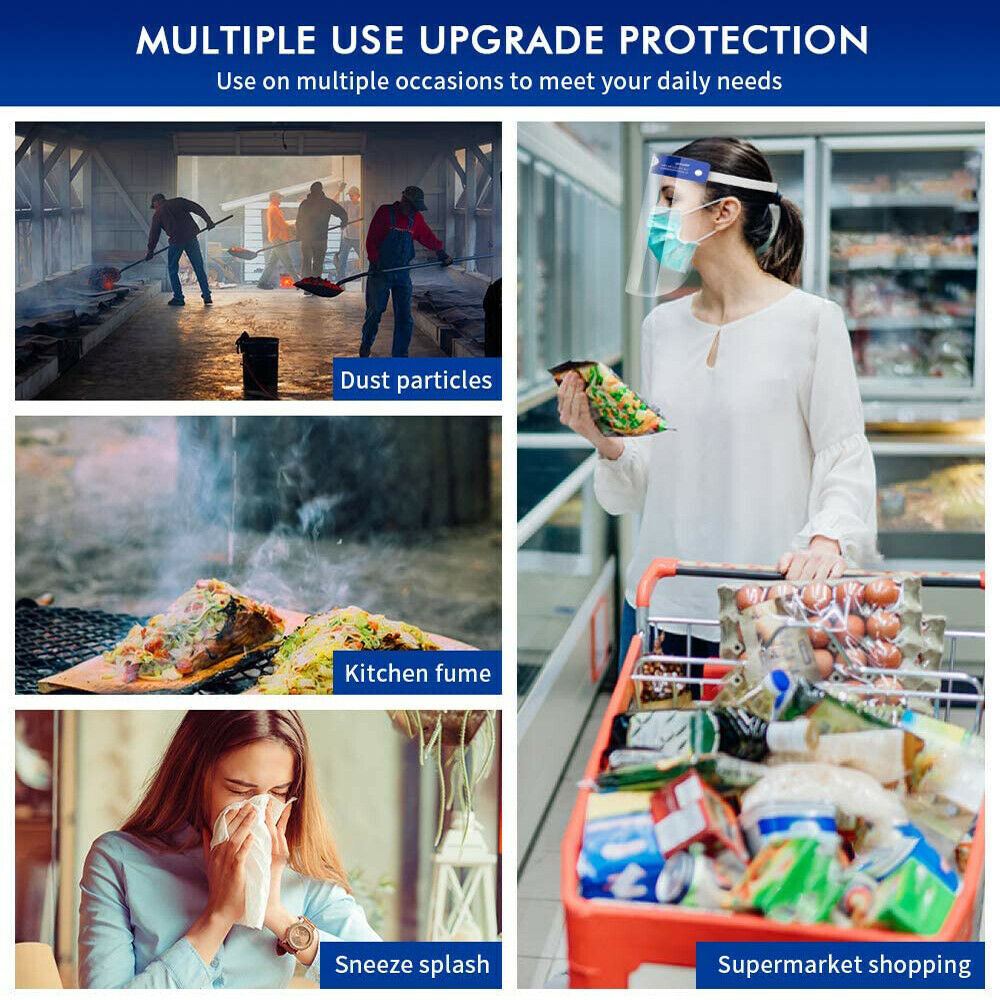 12-pcs Face Shield Screen Safety Protective Eye Splash Proof Full Head-Mounted