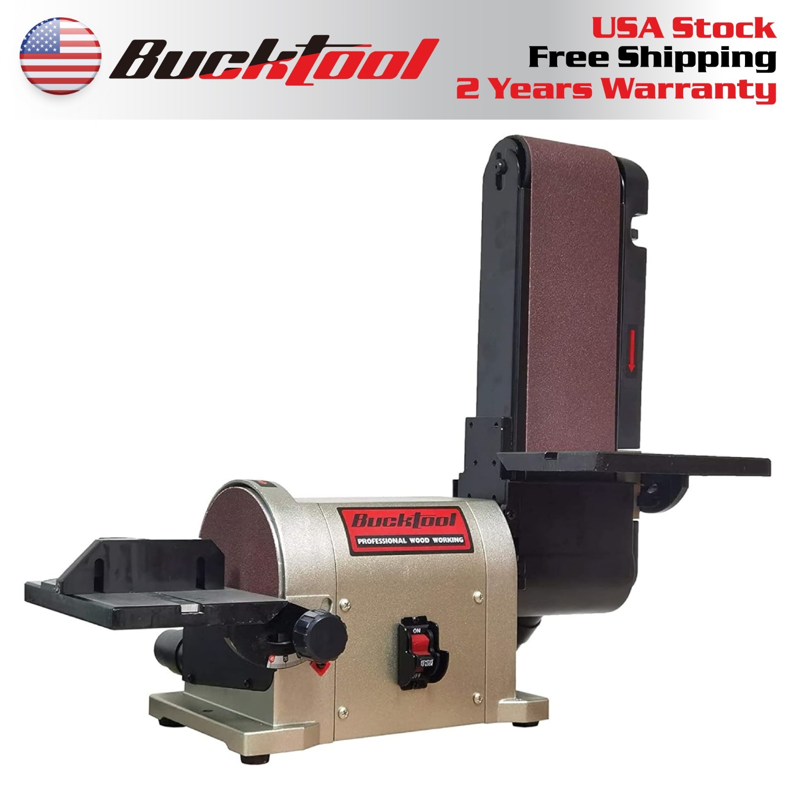 BUCKTOOL 3/4HP 5.0A Belt Disc Sander 4x 36 inch Belt Sander and 6 in Disc Sander